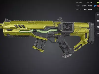 Yellow Realistic Gun 3D model