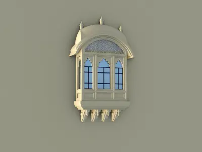indian jodhpuri stone jharokha Low-poly 3D model purchase