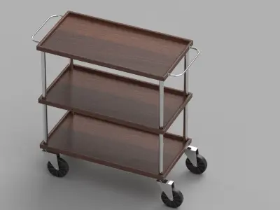 Dark Wood Service Trolley 3D model
