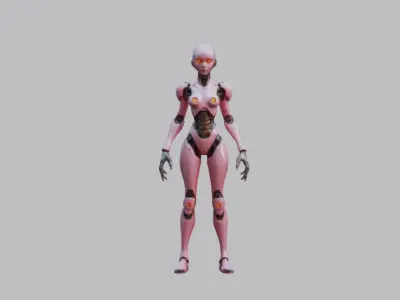 Futuristic Female Robot Assistant 3D model