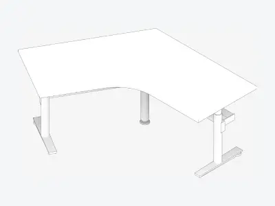 Desk - Single - Officetec - Modela - 120 Deg - Adjustable Height Low-poly 3D model