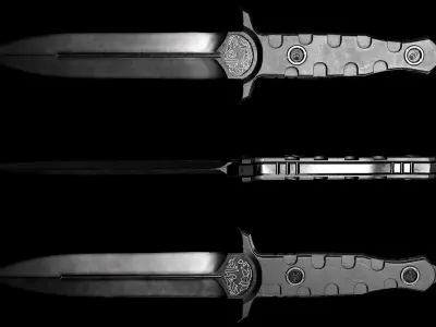 Tactical 5 knife pack Low-poly 3D model