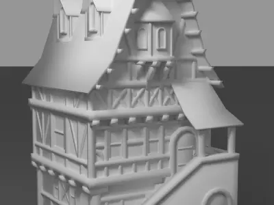 Medieval House Low-poly 3D model 18