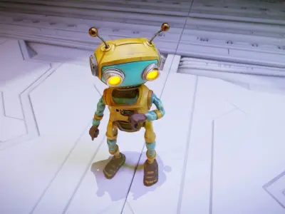Robot Bee Animated Low-poly 3D model