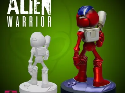 Alien Warrior STL Sci-Fi Soldier Figure 3D print model