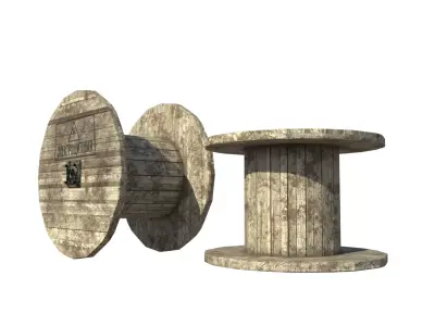 Wooden Cable reel 3D model Low-poly 3D model