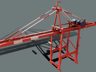 PBR Quayside Container Crane Version 1- Red White Low-poly 3D model