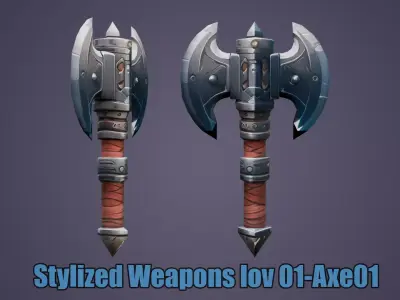 Stylized Weapons lov 01-Axe01 Low-poly 3D model Low-poly 3D model
