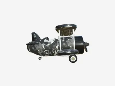 Airplane Cartoon A11 Black Camouflage - Classic Aircraft Low-poly 3D model
