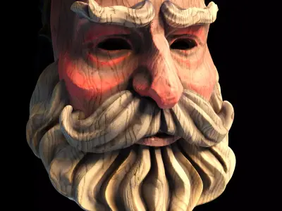 Santa Claus mask wooden style 3D print model