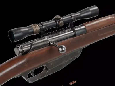 Mannlicher M1893 bolt action rifle Low-poly 3D model