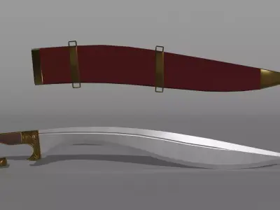 Falcata sword and knife Low-poly 3D model