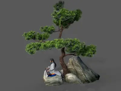 ancient china zither musical instrument Low-poly 3D model purchase