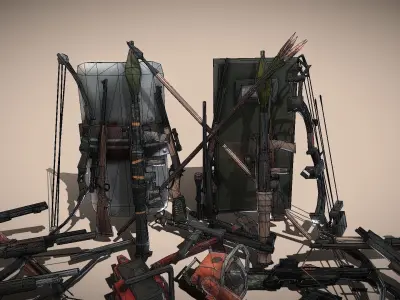 Lowpoly Apocalypse Weapons Low-poly 3D model
