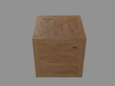 low poly 1 wooden box Low-poly 3D model