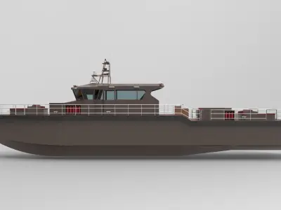 Boat wood 27m Low-poly 3D model