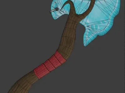 Stylized axe with cristal blade Free low-poly 3D model