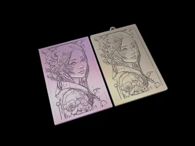 JAPANES ART KEYCHAIN - ORIENTAL WOMAN Free 3D print model
