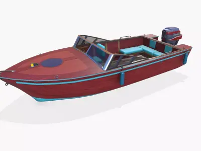 Old Vintage Speedboat Low-poly PBR Low-poly 3D model