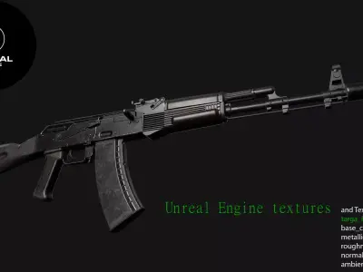 AK-74 low poly 3d model Low-poly 3D model