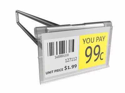 Store Pegboard Flip-up Scanner Hook with Label 3D model