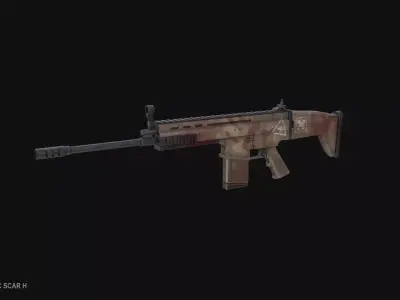 Post apocalyptic SCAR H Low-poly 3D model