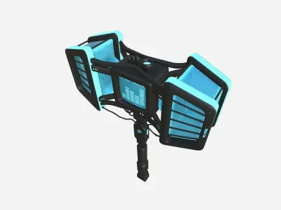 SciFi War Hammer A01 Black Blue - Sci Fi Weapon Design Low-poly 3D model