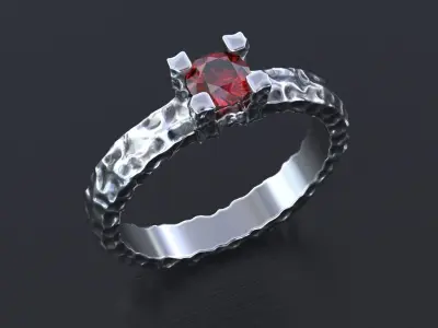 Engagement Stylish antique ring with diamond 364 3D print model