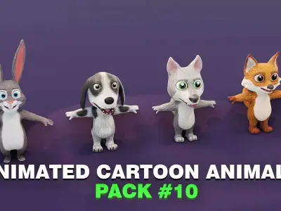Animated Cartoon Animals 3D Models Pack 10 Free low-poly 3D model