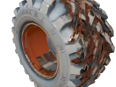 Industrial OffRoad Muddy Tire Low-poly 3D model