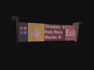Metro Sign Low-poly 3D model