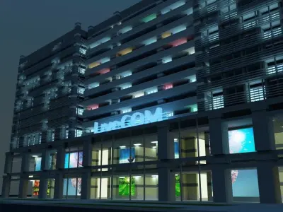 Building 3 at night 3D model