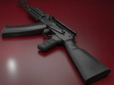 Ak-47 Assault Rifle Low-poly 3D model