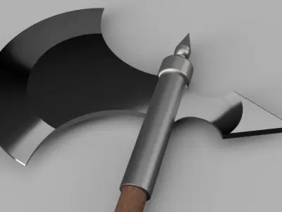 Battle axe Low-poly 3D model 33