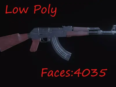 AK-47 Low Poly Model rifle Free low-poly 3D model