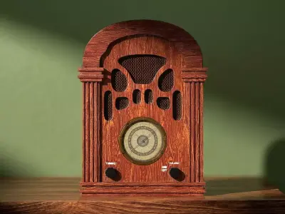 A Vintage Wooden Radio 50s 3D model