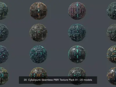 20  Cyberpunk Seamless PBR Texture Pack 01 Texture purchase