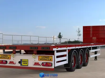 3D model of a SDC flatbed trailer 3D model