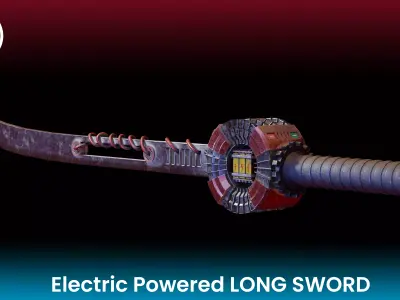 Electric Powered Long Sword Low Poly Low-poly 3D model