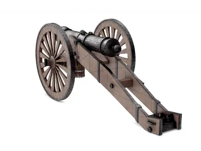 Old Cannon Low-poly 3D model 2