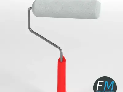 Round roller paint brush 3D model