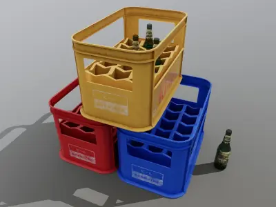 Beer crates and bottles 3D model
