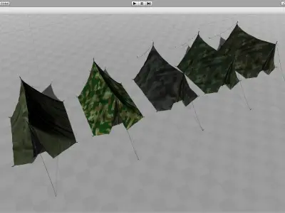 Camp - Military hideout summer tents Low-poly 3D model