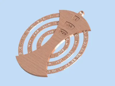 Mechanical timber wall calendar  3D model