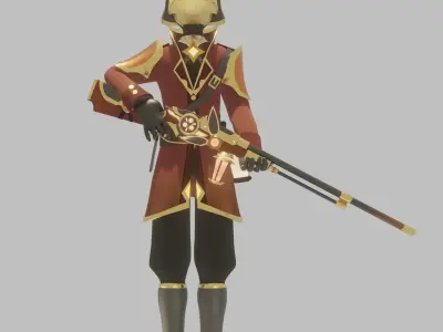fantasy soldier with gun 3D Model 3D model