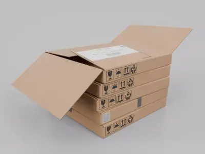Cardboard Box R-440 - Rigged and Customizable Low-poly 3D model