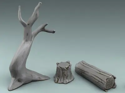 The barn and the tree 3D print model