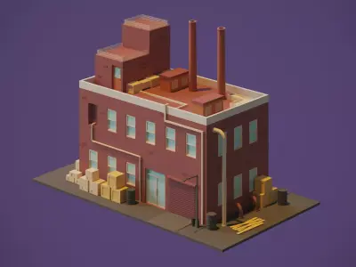 Industrial Building Low-poly 3D model get