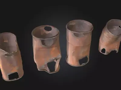 Rusty Barrels Evolution  Industrial Decay Across Time 3D model