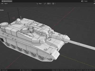 K2 Black Panther TANK BASE MESH Low-poly 3D model